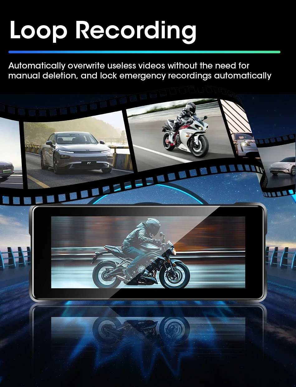 Srnubi Motorrad GPS Navigation Wasserdicht drahtlos Carplay 6,86 Zoll Bildschirm Tragbare Motorrad Android Auto Monitor DVR