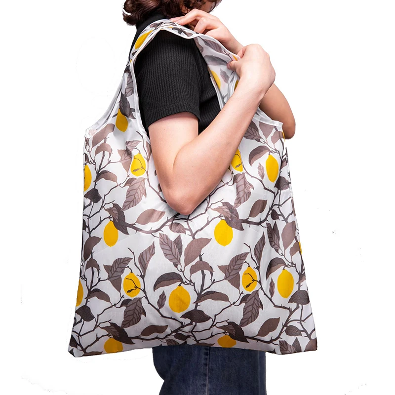 Fashion Printing Foldable Eco-Friendly Shopping Bag Tote Folding Pouch Handbags Convenient Large-capacity For Travel Grocery Bag