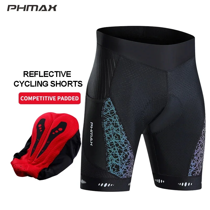 

PHMAX Men Cycling Shorts Summer Sports Reflective MTB Bike Bib Shorts With Pockets Competitive Sponge Padded Cycling Bib Shorts