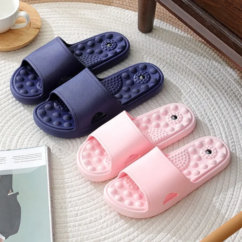 Slippers Women's Summer Home Couple Indoor Bath Non-slip Soft Bottom Cool Slippers Men's Massage Home Bathroom