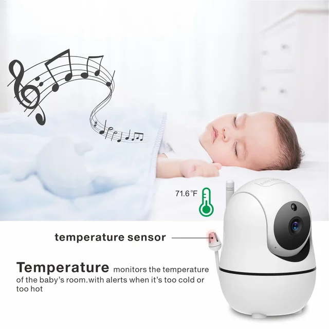 5 Inch Video Baby Monitor with Two Camera and PTZ, 4X Zoom,Auto Night Vision, 2-Way Audio Temperature Sensor Lullaby, SM50 Kit 4
