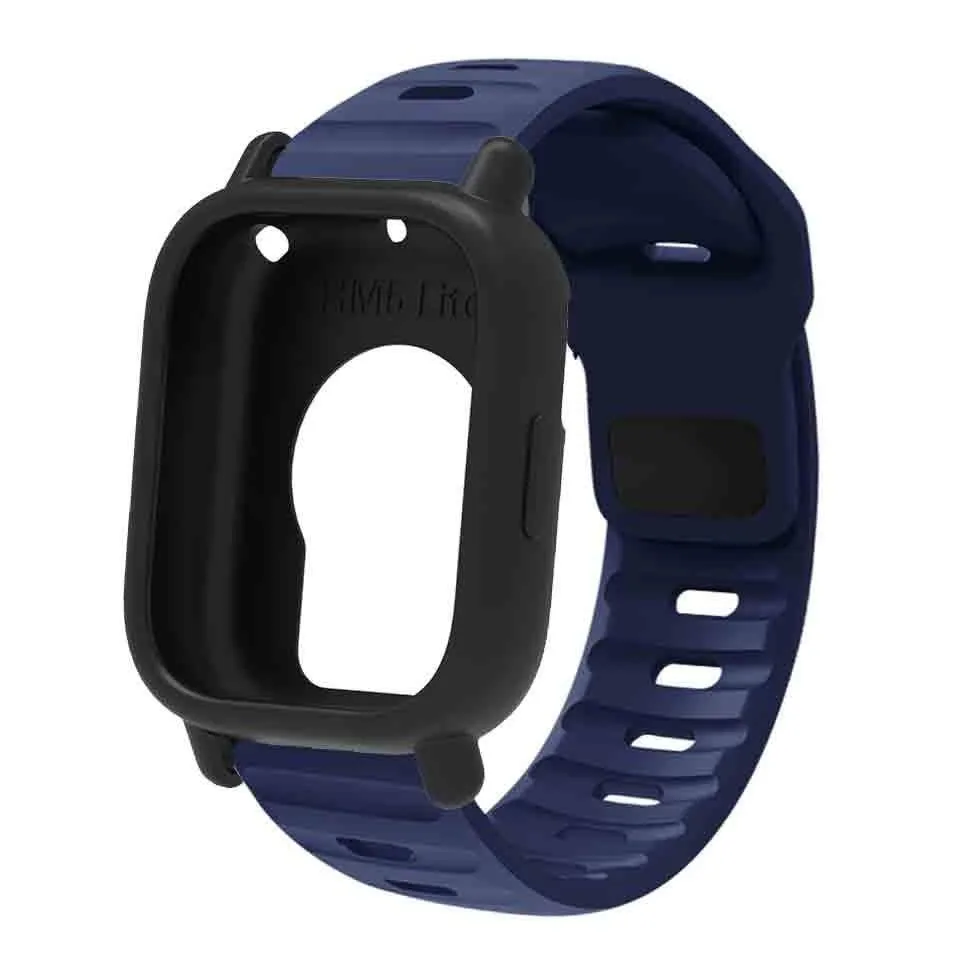 Silicone Strap & Bumper Cover for Smartwatch - Sporty Replacement Wristband Protector