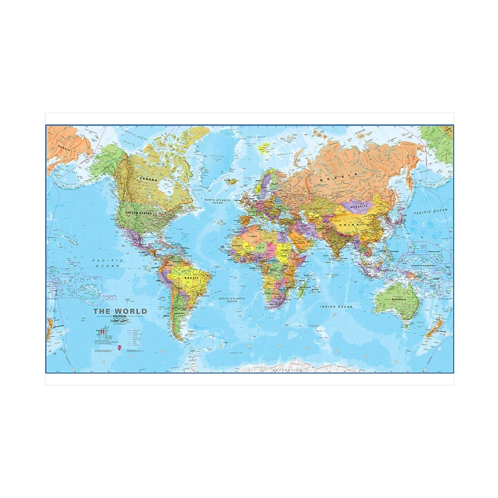 World Map Poster Large Classic World Map Vinyl Background 225x150cm Globe Wall Art Poster Photography Backdrop Home Decor Kids School Supplies
