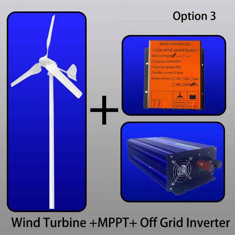 thumbnail image 1 of Generador de turbina eólica de 12 V, 24 V, 48 V, 5000 W, 8000 W y 5 KW, turbina vertical, energía libre alternativa, molino de viento, controlador híbrido MPPT, 1 of 5