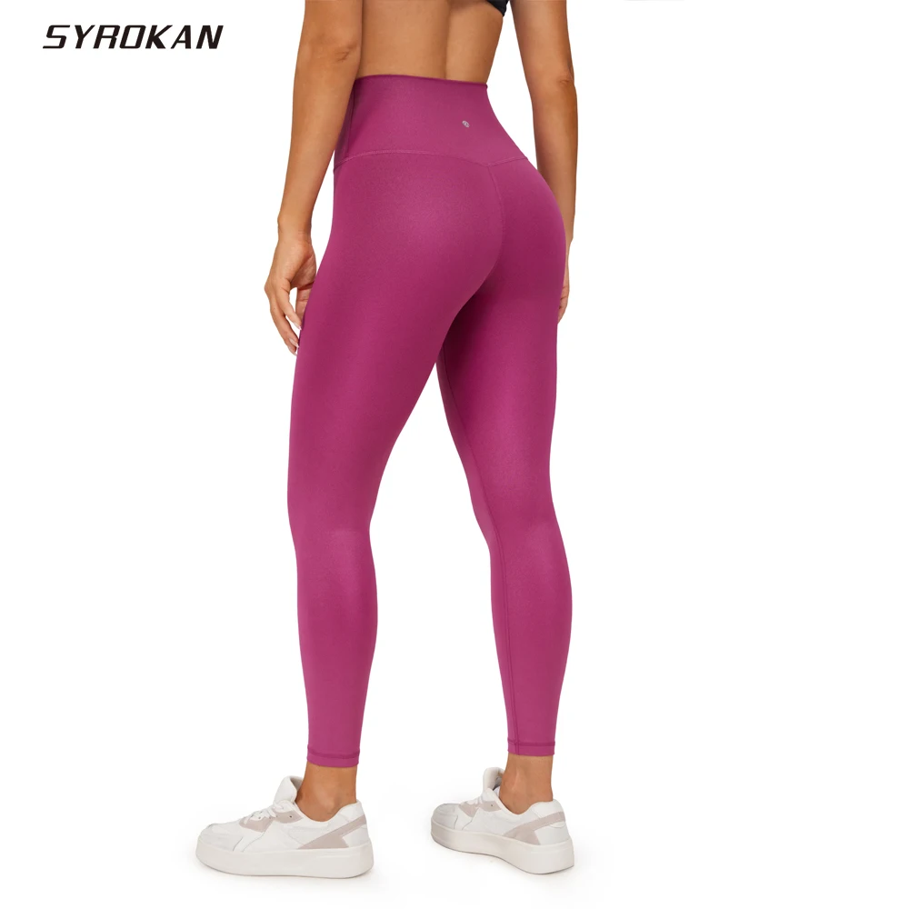 SYROKAN Butterluxe Matte Faux Leather Leggings for Women 25"-High Waisted Stretch Ankle Leather Pants Pleather Tights