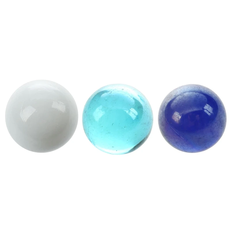 

30 Pcs Marbles 16Mm Glass Marbles Knicker Glass Balls Decoration Color Nuggets Toy White + Dark Blue + Light Blue Set