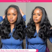 Vague de corps demi-perruque cheveux humains sans colle perruque cheveux humains prêt à porter 3 en 1 demi-perruque avec cordon 250 densité demi-perruques 1