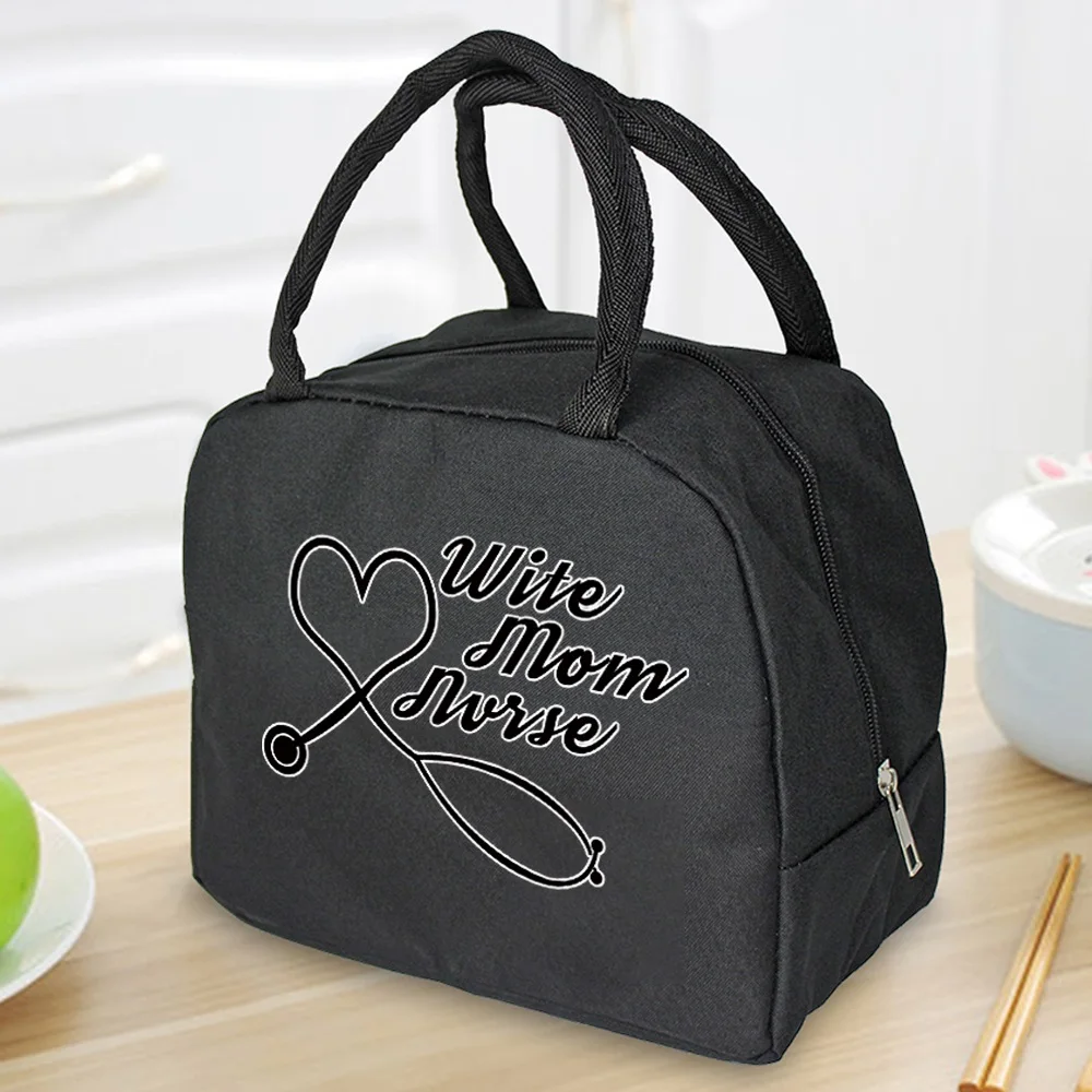 Insulated Lunch Bag Zipper Cooler Tote Thermal Bag Lunch Box Canvas Food Picnic Lunch Bags for Work Handbag Nurse Pattern Insulated Lunch Bag Zipper Cooler Tote Thermal Bag Lunch Box Canvas Food Picnic Lunch Bags for Work Handbag Nurse Pattern