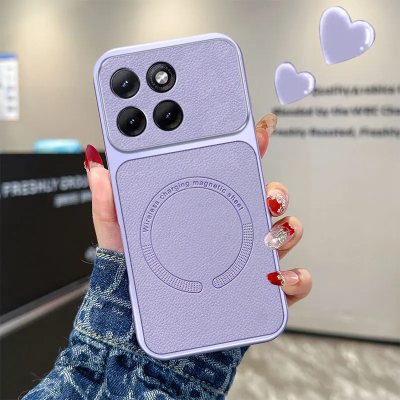 Ultra-Thin Vegan Leather Magnetic Case with Wireless Charging Compatibility
