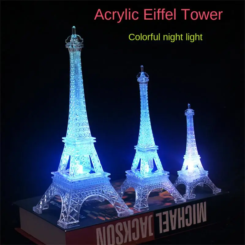 

Iron Tower Night Light New Luminous Acrylic ABS Practical Baby Birthday Gift Creative Sturdy Gadget Stand Flash Toys Table Lamps