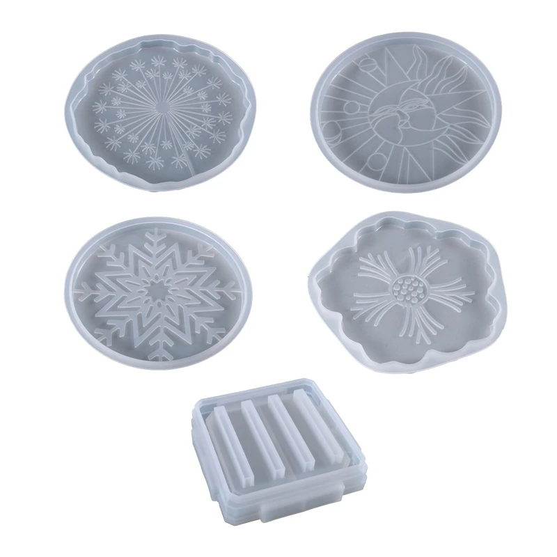 Y51E Handmade Irregular Flower Pattern UV Crystal Epoxy Resin Mold Cup Mat Storage Base Silicone Mould DIY Craft Mold