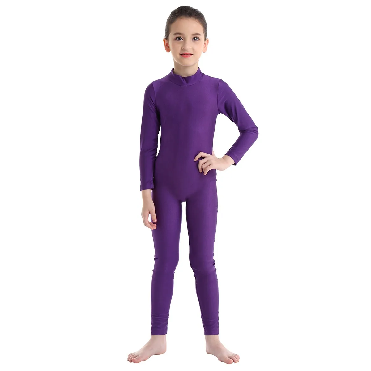 Gymnastik Trikot Für Mädchen Ballett Trikots Dancewear Bodys Lange Ärmeln Reißverschluss Overall Unitard Ballett Tanz Kleidung – Detail 6
