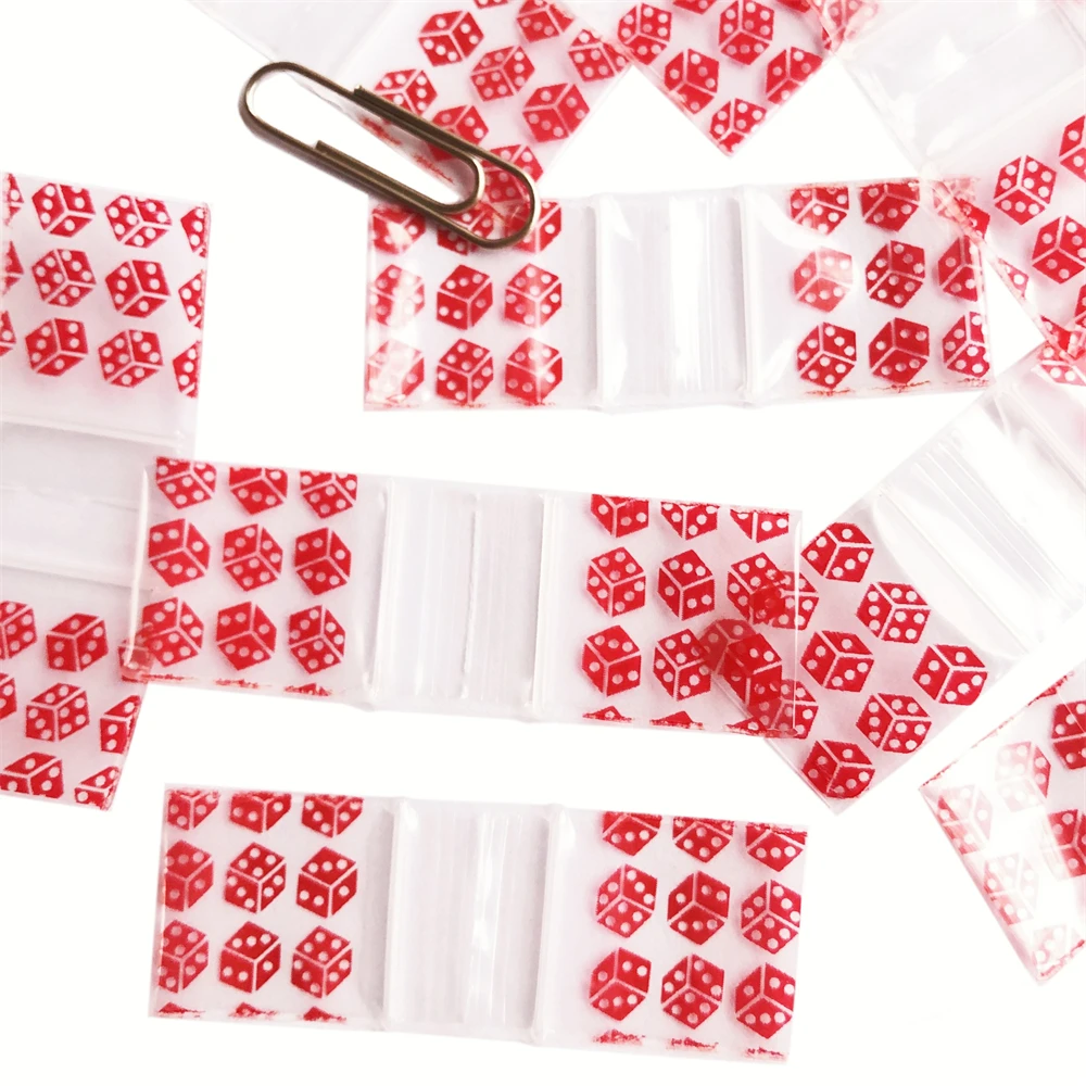 3434 Mini Zip lock bags 100pcs Plastic Packaging Bags 2x2cm Reclosable Baggies Dice Printing For Small part Jewelry Lock Seal zi 6