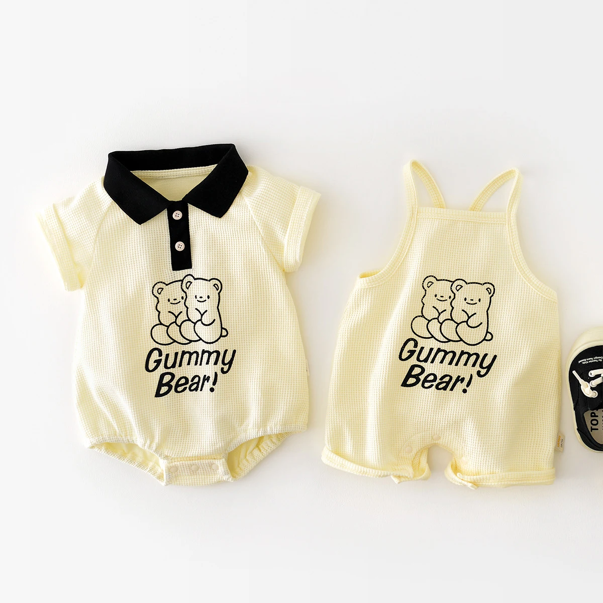 

2023 Summer Baby Cartoon Bodysuit Korean Infant Boys Turn-down One Piece Toddler Girls Short Sleeve Thin Cotton Jumpsuit Clothes