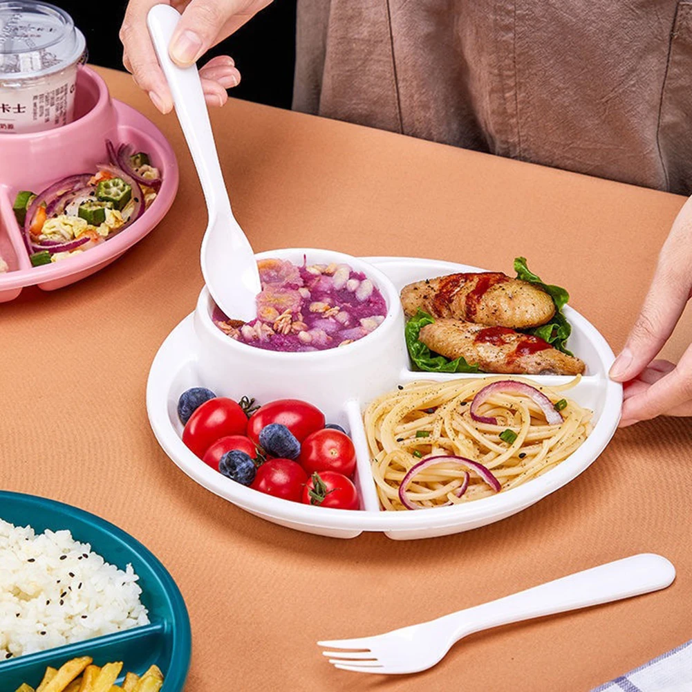 Dinner Plates Divided Table Plate Plates Slimming Meal Quantitative Plate For Household Plastic Three Grids For Children Adults