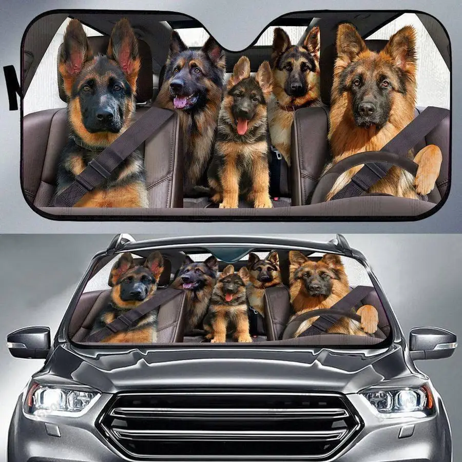 

Car Funny 3D German Shepherd Pattern Car Windshield Sunshade Car Accessories Sun Shade Protect Auto Decoration for Men