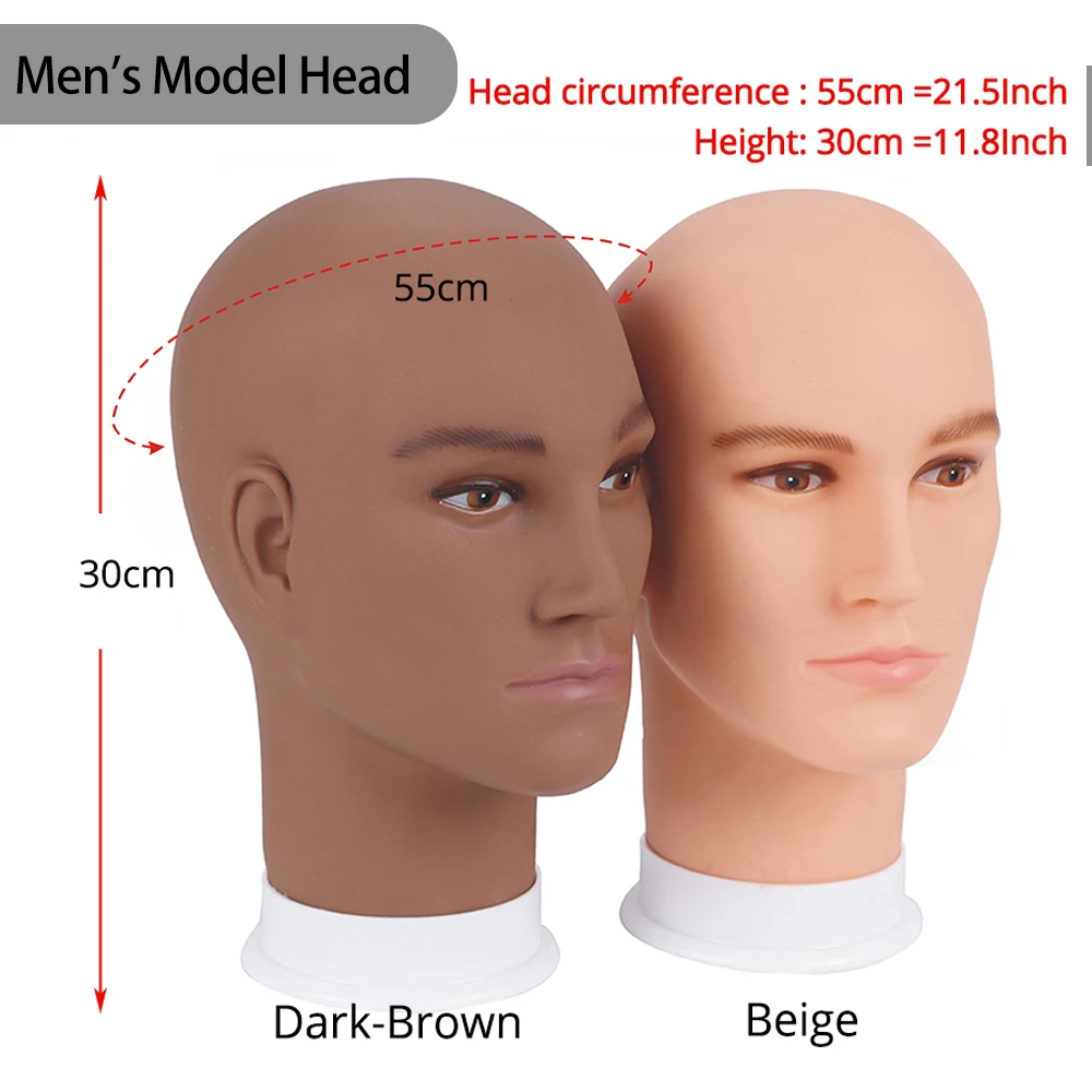 Canvas Block Head Mannequin With Adjustable Tripod Wig Stand_voghion.com