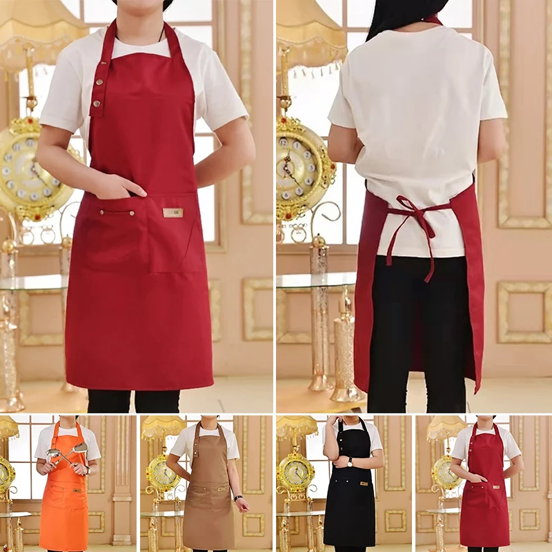 

Canvas Kitchen Aprons For Woman Men Chef Work Apron For Grill Restaurant Bar Shop Cafes Beauty Nails Studios Uniform Kitchen