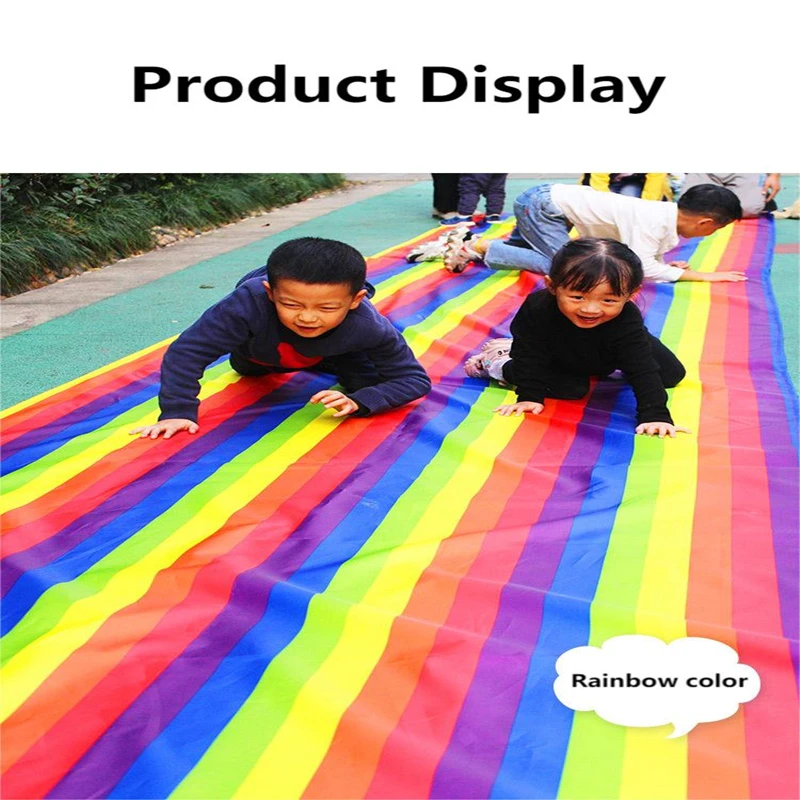 Parent child interactive games Sensory training Rainbow Slippery Cloth Outdoor competition games Fun games Sports activities