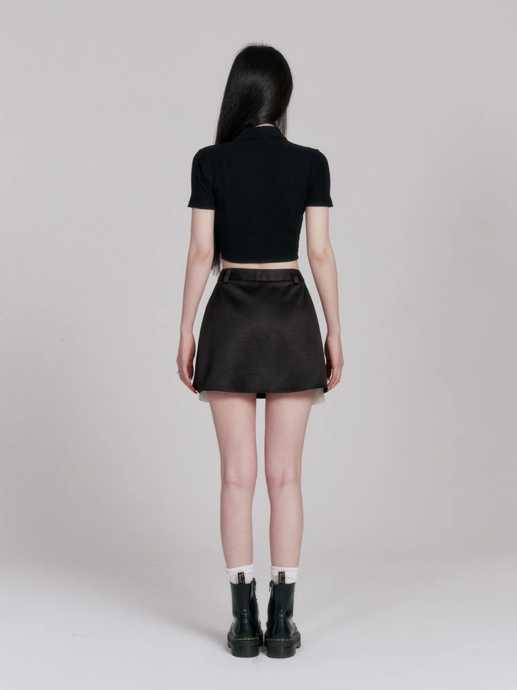 Women Pleated Mini Skirt With Pepping Underpants