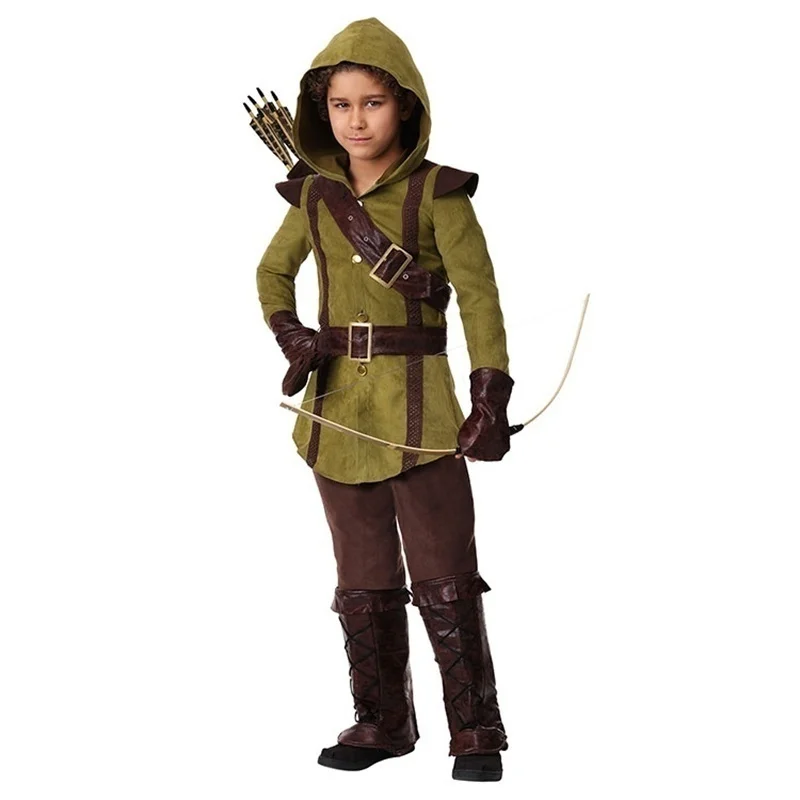 Robin Hood Child Costume Boys Prince Of Ladders Archer Costume Green Fancy Dress Halloween Costume Outfit