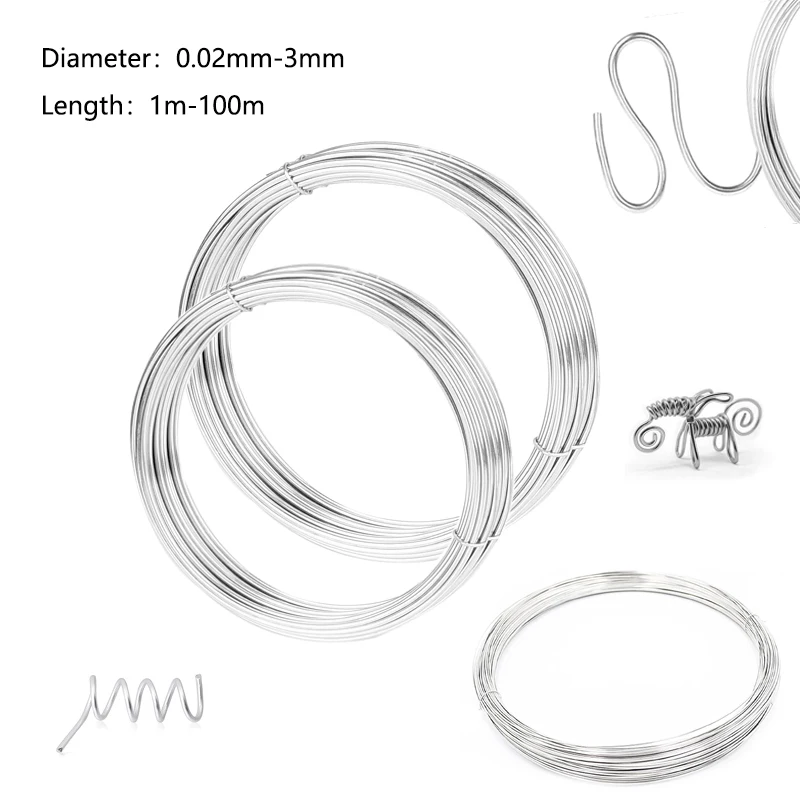 Stainless Steel Wire 1m-100m Stainless steel wire hard wire/soft wire Single Strand Lashing Diameter 0.02/0.3/0.4/0.5/0.6/0.8/1-3mm Stainless Wire