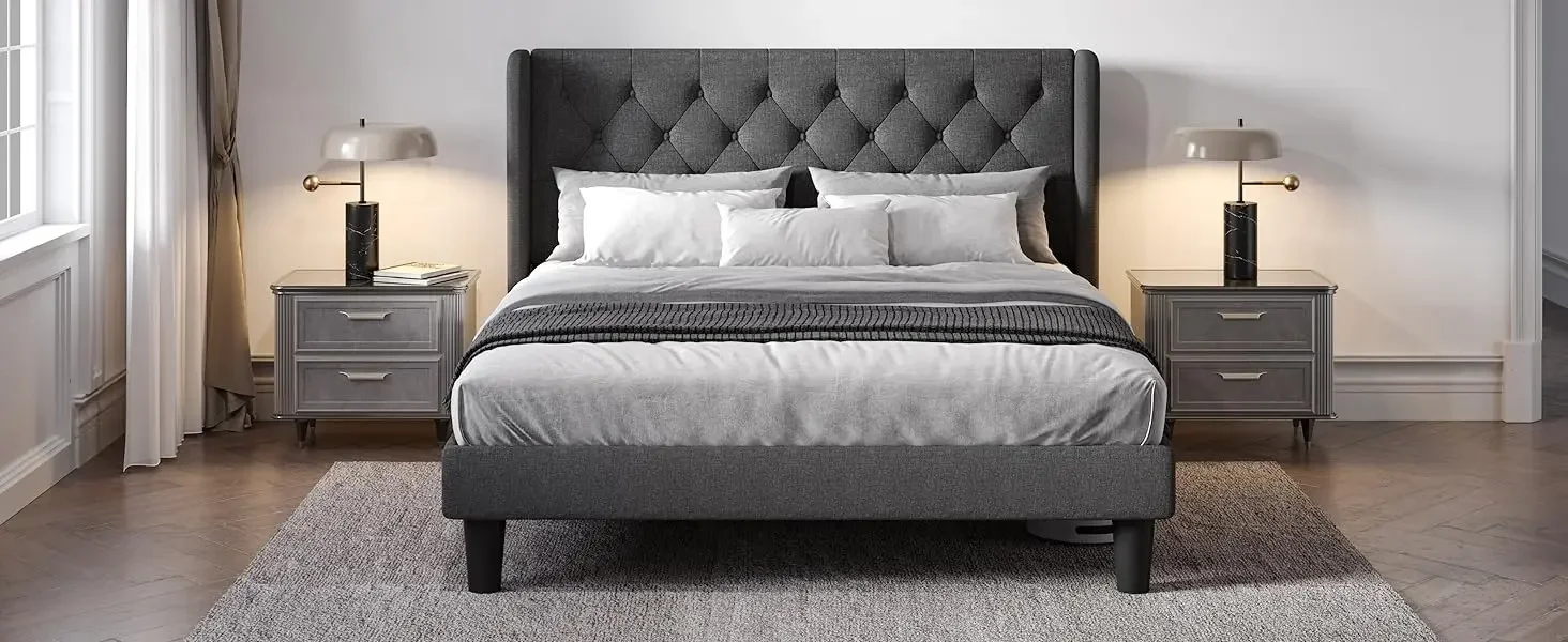 queen size bed frame Dark Grey