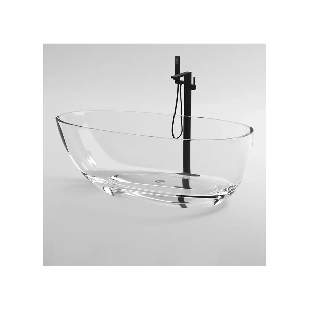 LuxuryClearFreestandingBathTransparentResinBathtubSolidSurfaceStoneFreestanding