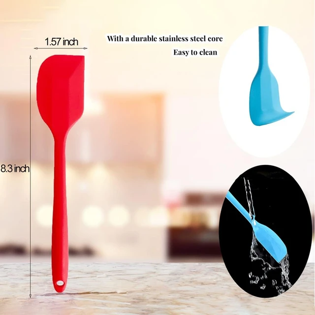 4pcs Kitchen Utensils Flexible Silicone Spatula Heat Resistant Rubber  Scraper Cooking Baking Blue