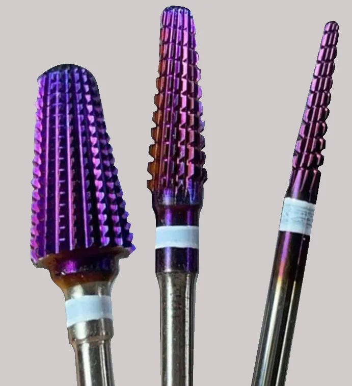 Hot! Purple Pro Whole Carbide Nail Drill Bits Nail Art Electric Drill Machine Files Nail Art Tools cut and polish bottom nail