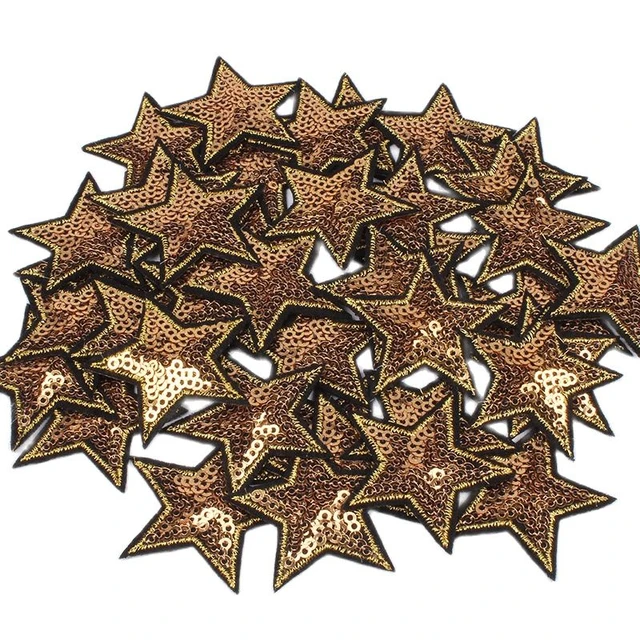 Golden Embroidered Star Iron Patches  Clothing Patches Iron Golden Stars -  10pcs/lot - Aliexpress