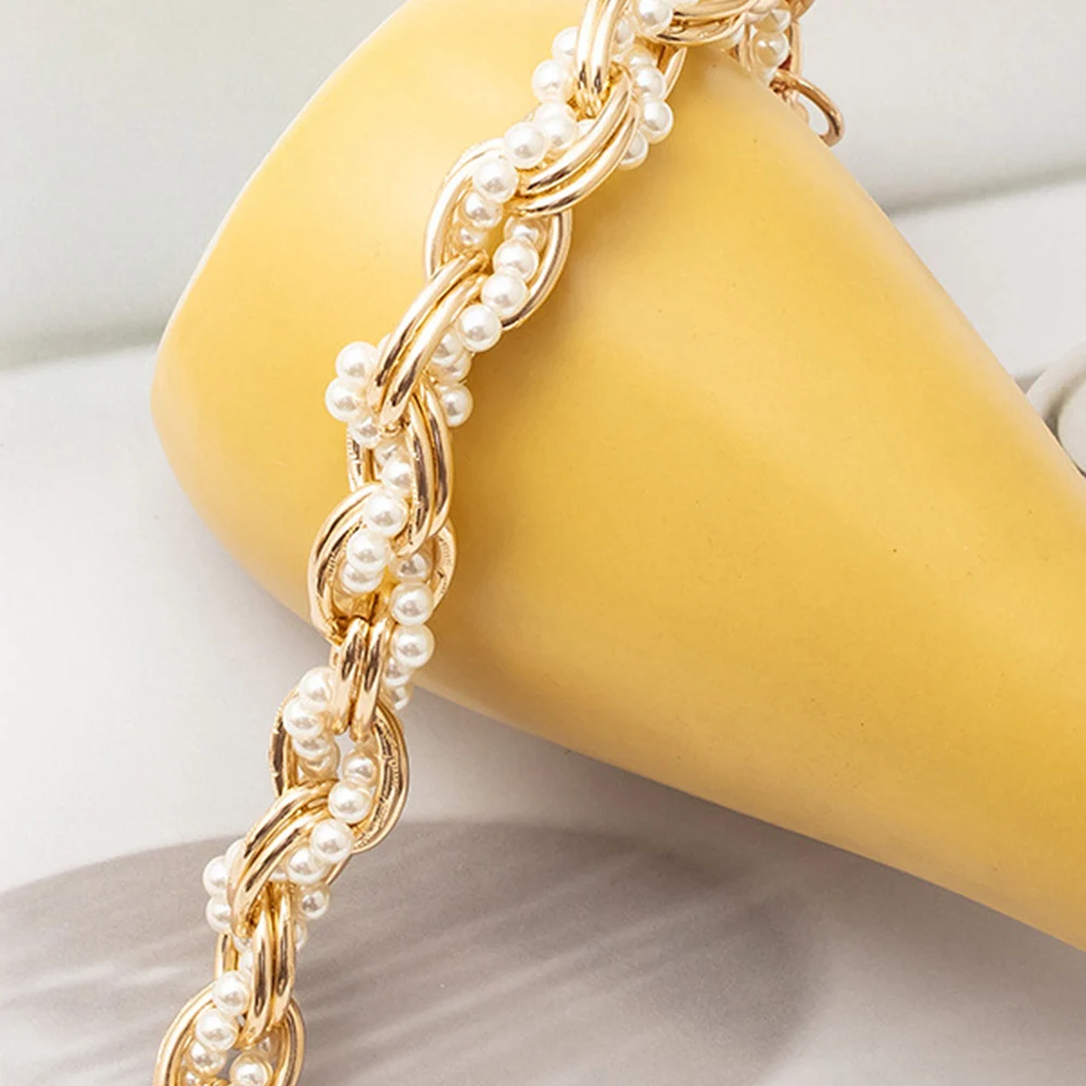 Decorative pearl & gold chain straps main image 1