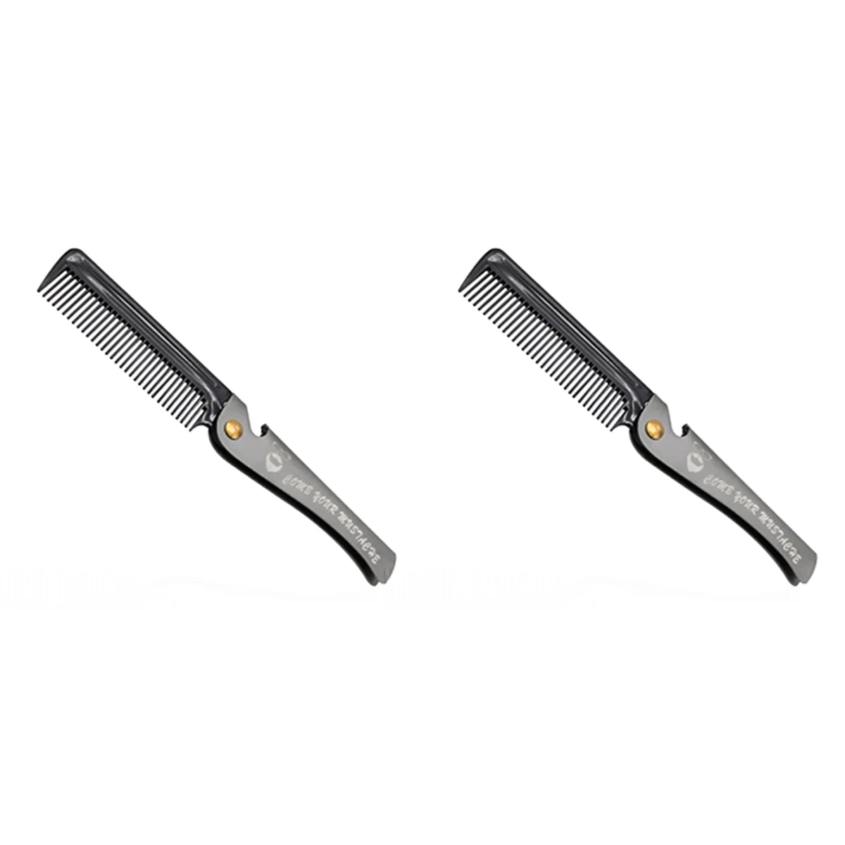 

Складная карманная Расческа для мужчин, расческа из ПП с металлической ручкой для расчесывания волос и бороды, черный цвет, 2 шт.