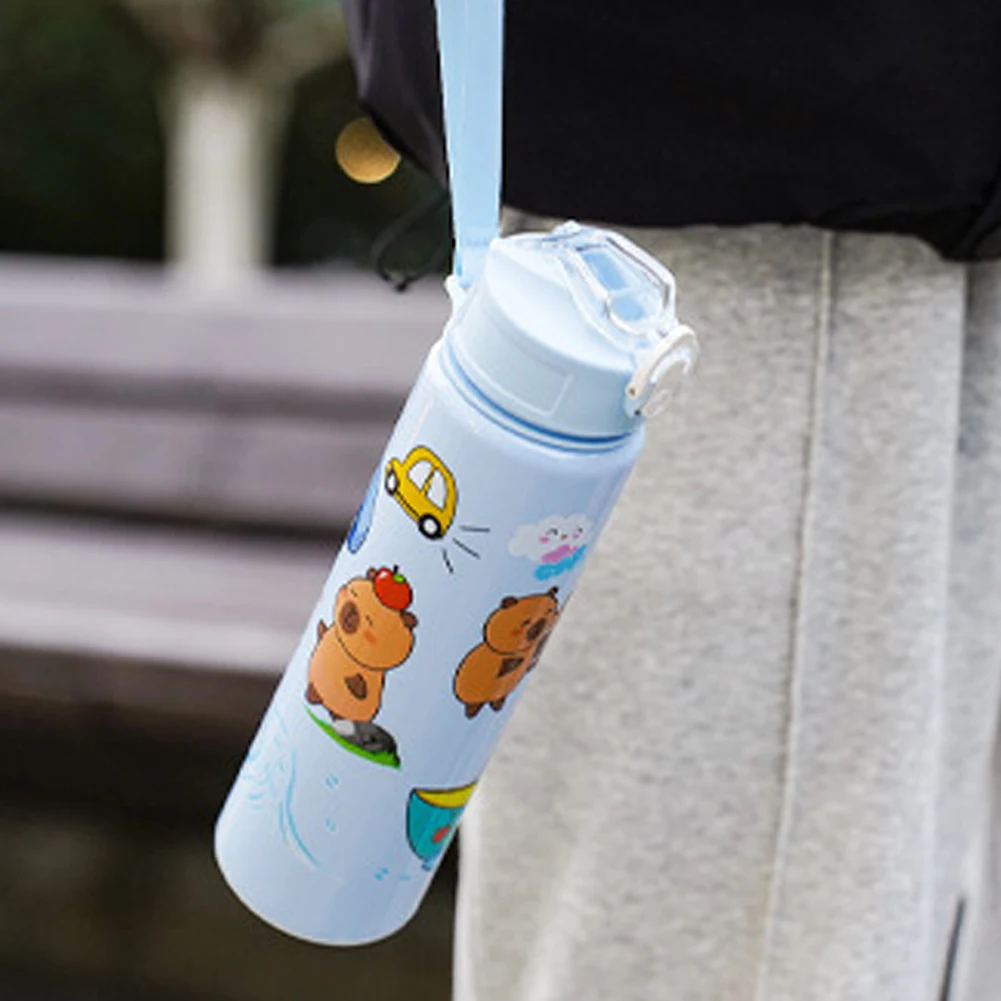 700ml 카피바라 귀여운 빨대 손잡이 휴대용 물병 대용량 카와이 물병 야외 활동용