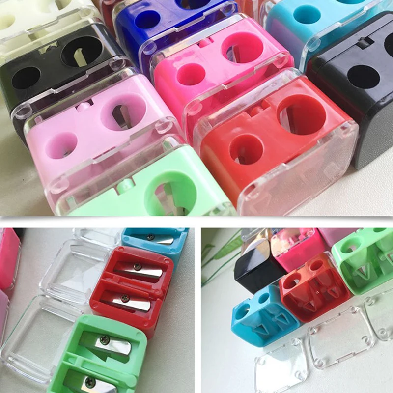 1pc Double Holes Pencil Sharpener Makeup Pencil Multi Purpose Pencil