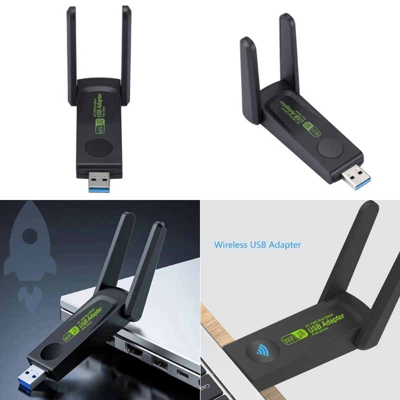 

USB WiFi Adapter 1300Mbps WiFi Dongle USB3.0 Double Band 5Ghz/2.4Ghz Wireless