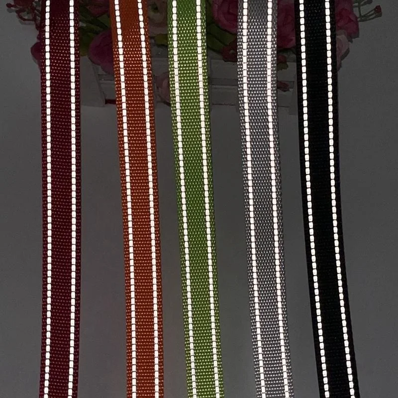 Polyester Webbing 50 Yards 20mm With Reflective Line Pet Collar DIY Knapsack Strapping Sewing Bag Belt Accessories 10 Colors