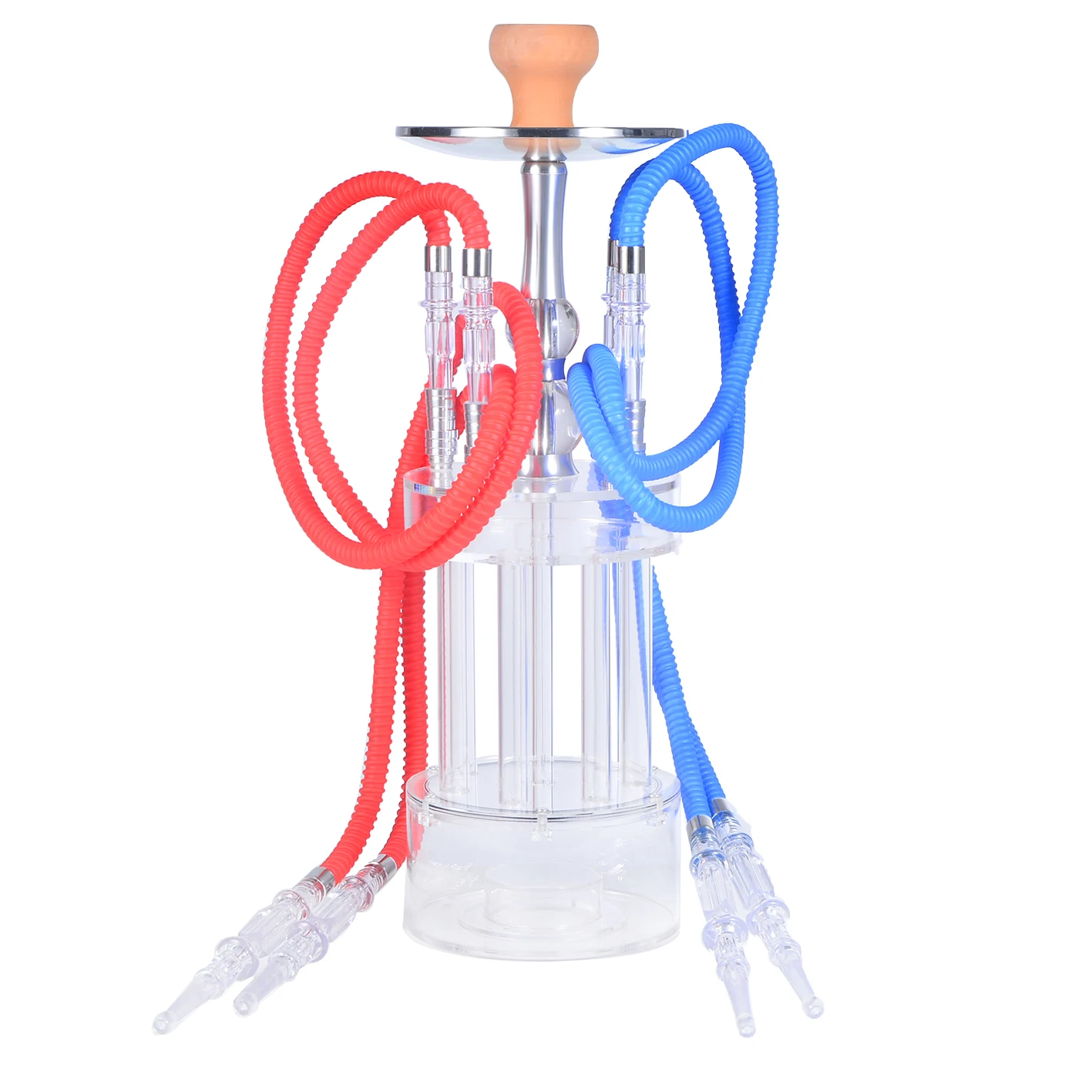 DEJAYA Gatling Hookah Acrylic Narguile Complete Shisha Pipe Set Chicha Cachimba 4 Hoses LED Light Nightclub Party Accessories 5