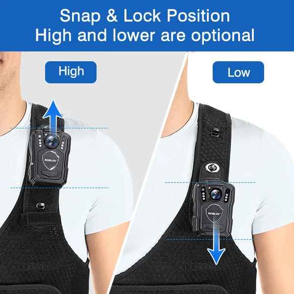 BOBLOV Body Camera Chest Vest, Durable Shoulder Single Vest for All Body Camera Support Max 130cm/4.3ft  Adjustable Chest Size 5