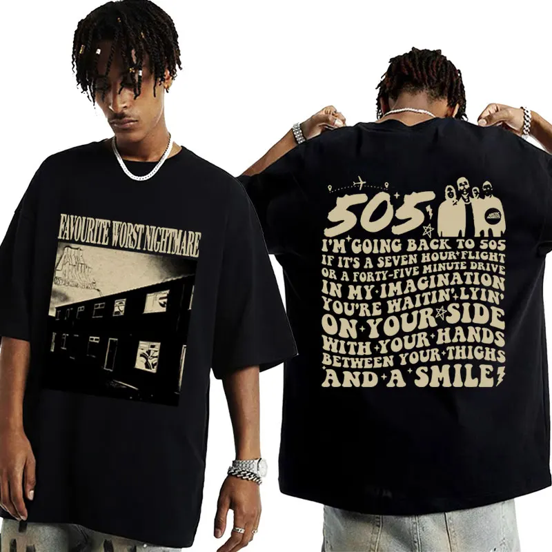 

Vintage Favourite Worst Nightmare T Shirt Arctic Monkeys 505 Lyrics Print Tee Shirt for Men Women Hip Hop Punk Oversized T-shirt