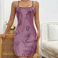Babydolls Satin Slip Dress Spaghetti Strap Nightdress Women's Lingerie Pastel Pink Sleep Dress Sleeveless Camisole Dress Lilac - Image 3