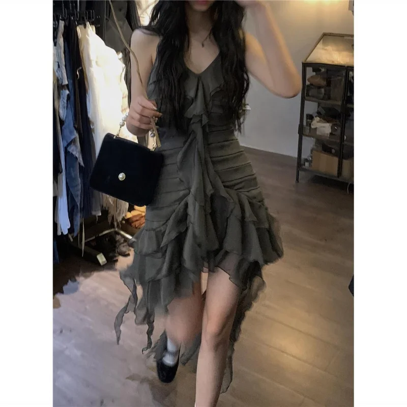 

HOUZHOU Vintage Y2k Cocktail Dresses Women Sexy Party Slip Short Dress Korean Fashion Grunge Streetwear Aesthetic Beach Sundress