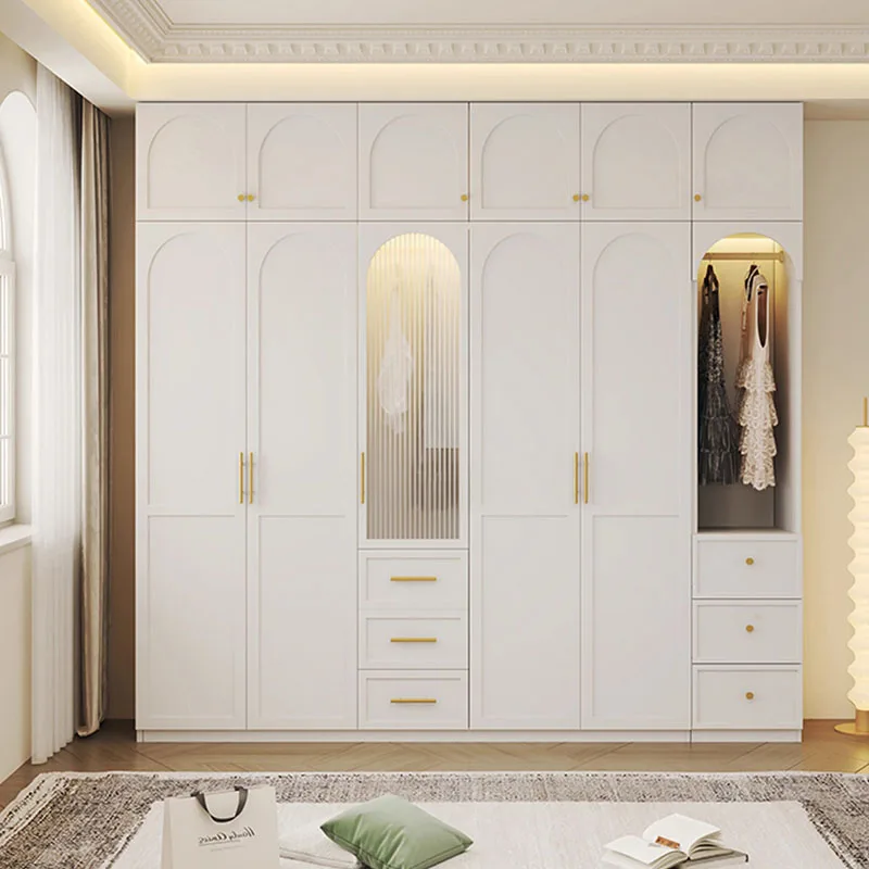 

Nordic Display Wardrobes Wooden Glass Storage Apartment Tall Simple Cabinets Luxury Clothes Armario De Ropa Salon Furnitures