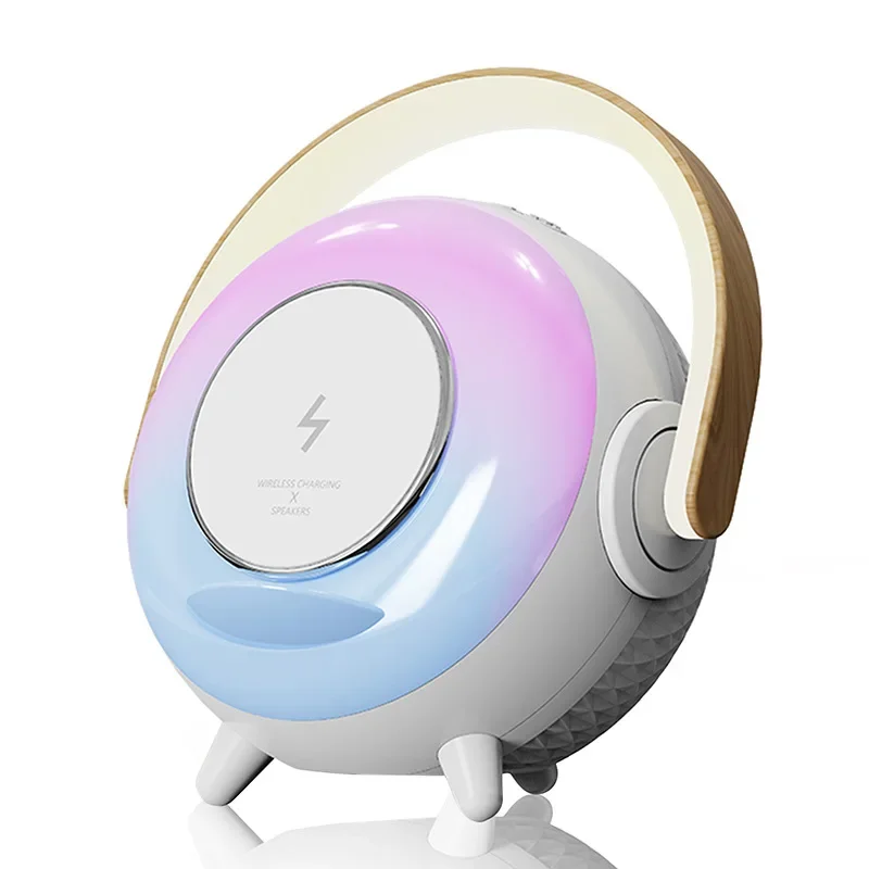 

Multifunction Bluetooth Speaker 10W Wireless Charging All-in-one Desktop Nightlight Mobile Phone Stand Portable Music Speaker