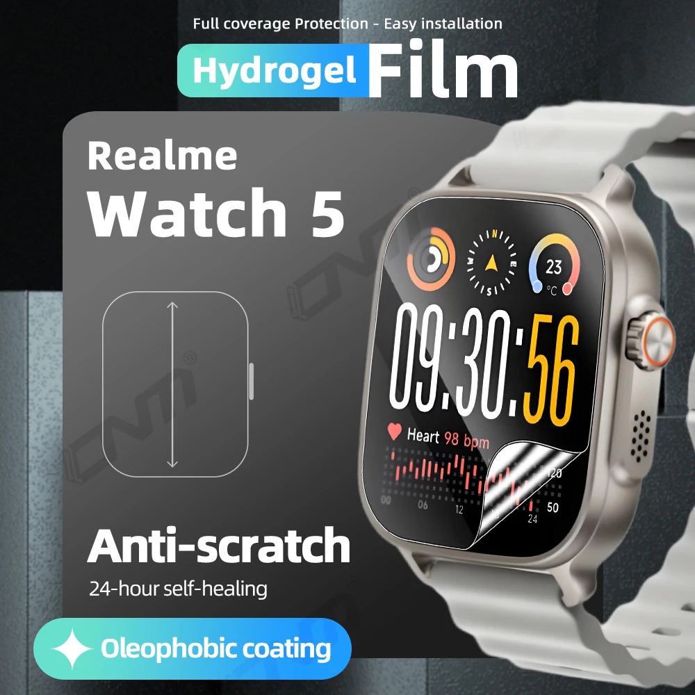 Hydrogel Film for  Realme Watch 5 Screen Protector, for  Realme Watch 5 HD Full Coverage Soft Protective Film Accessories
