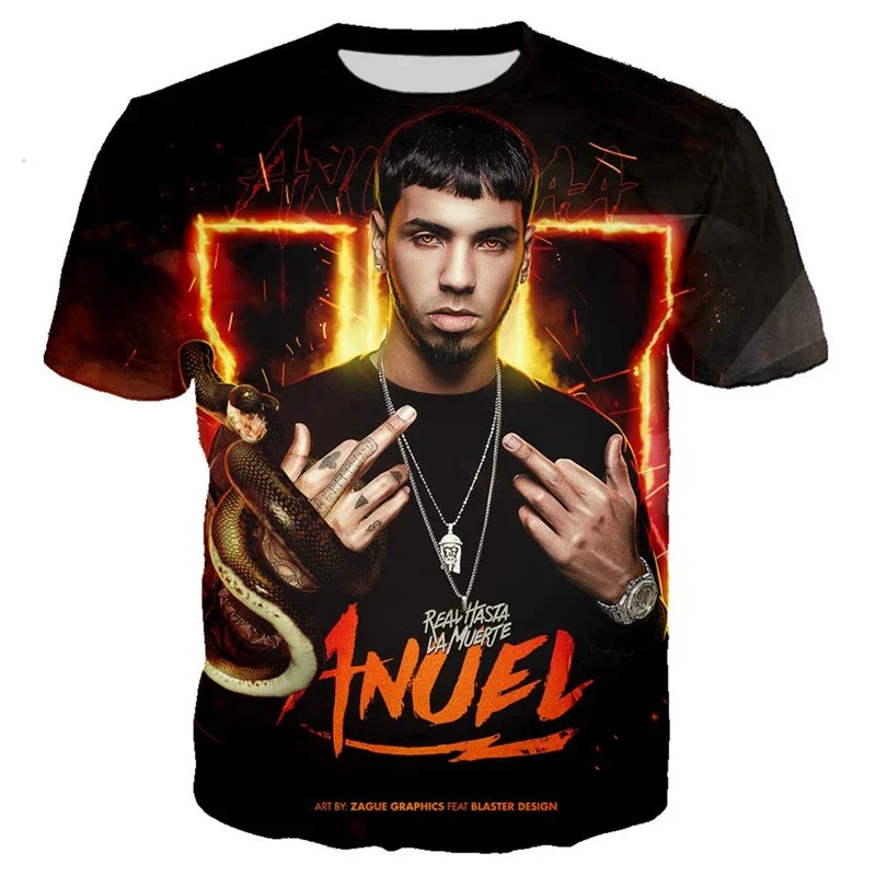 

2024 summer new hot pop star Anuel Aa3d printed men's T-shirt Fashion casual plus size loose comfortable ventilated top 6xl