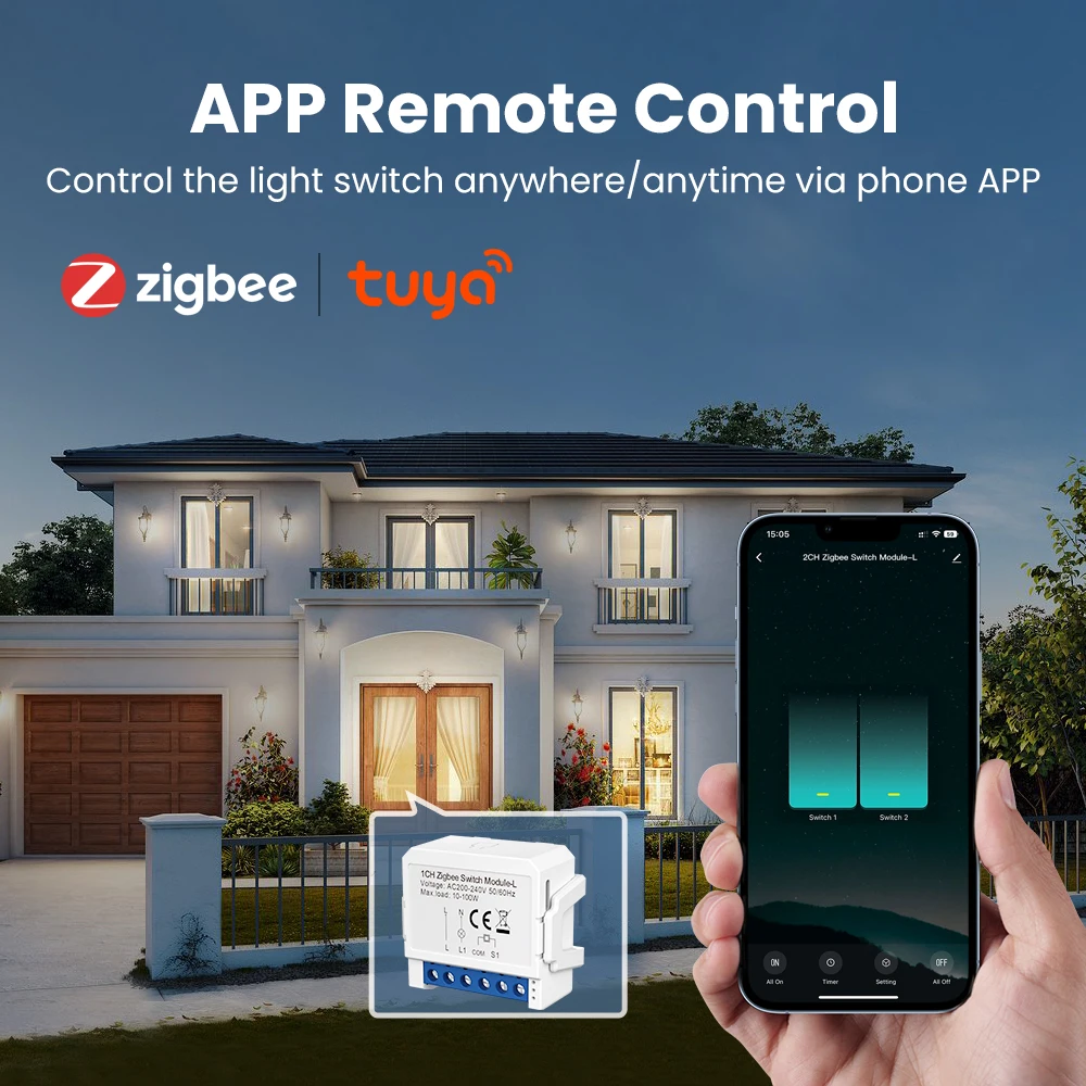 Avatto-tuya Zigbee Módulo Interruptor de Luz sem Fio Neutro Way Control Faça Você Mesmo Inteligente Breaker Funciona com Alexa Google Home Gang Gang Gang - Image 3