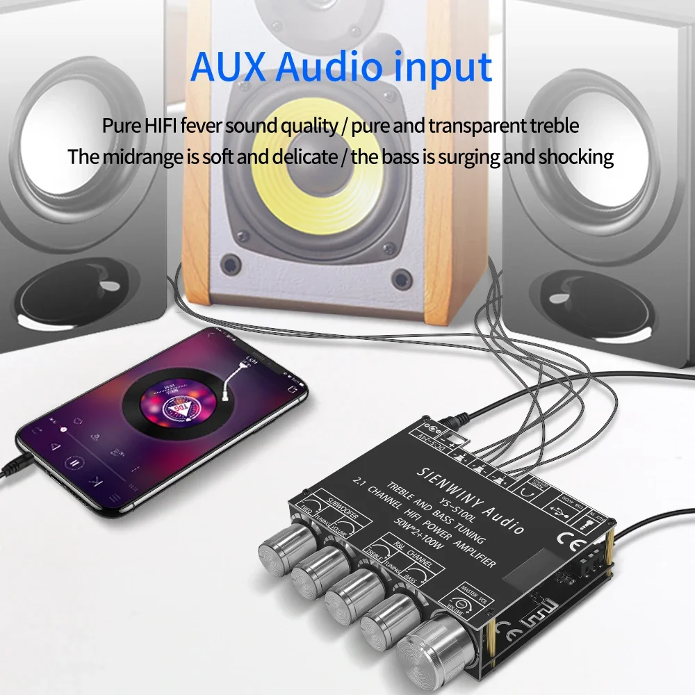 Audio amplifier board YS-S100L 50W*2+100W 2.1 Subwoofer Amplifier Board 3 Channel CS8673E Bluetooth 5.1 DIY Home Audio Stereo Subwoofer Amplifier Boar