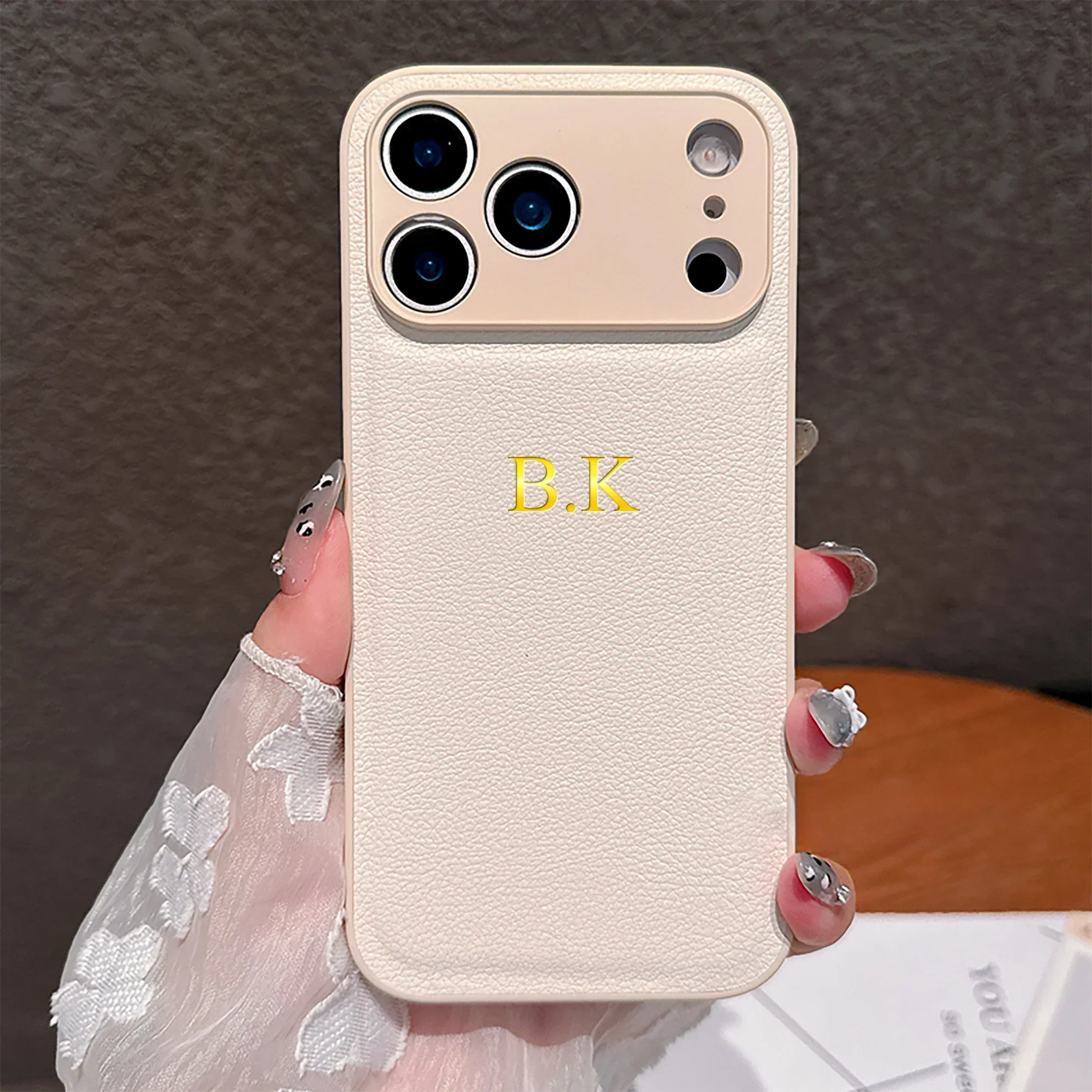 Personalized Luxury Classic Faux Leather Case with Gold Hot Foil Engraving