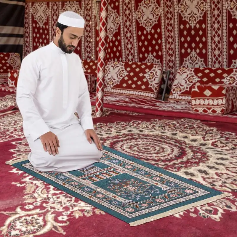 

EID Mubarak Muslim Prayer Mat Ramadan Decoration Praying Rugs Non-Slip Muslim Carpet Home Decor Floor Mat For Muslims 70x110cm